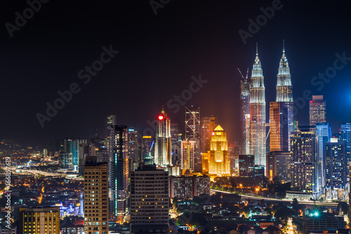 Cityscape of Kuala Lumpur city skyline at night scene sky  Malaysia