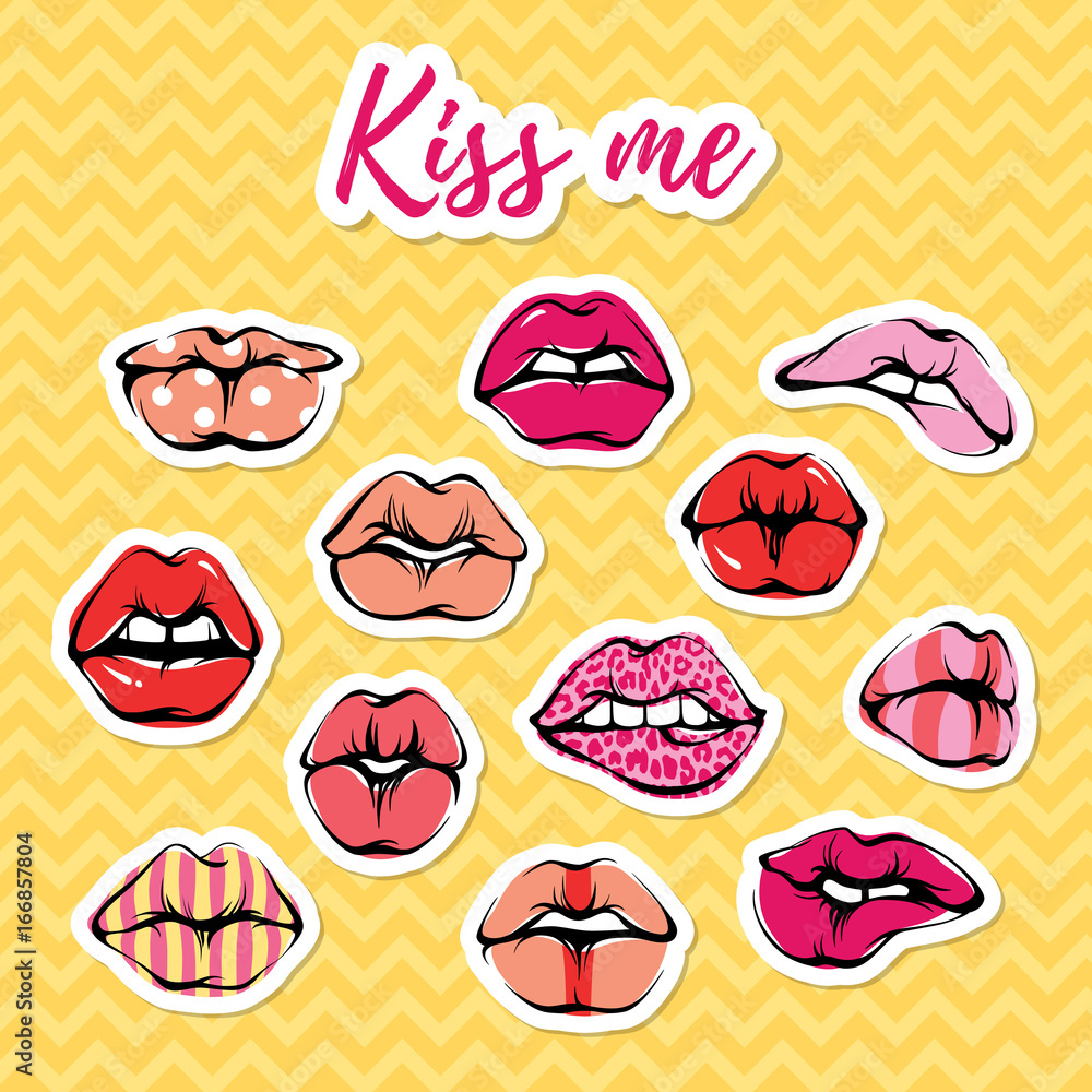 Vector Woman Lips Kiss Set Vector Woman Lips Kiss Set