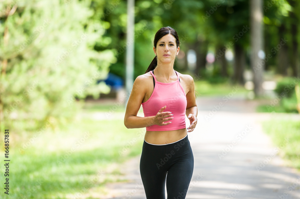 woman run in a park woman run in a park