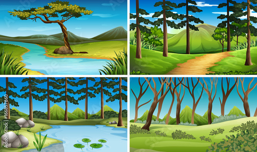 Four scenes of forest and river © blueringmedia