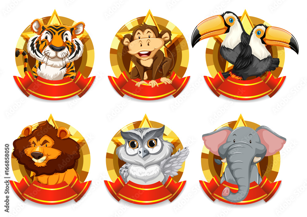 Banner template with wild animals Banner template with wild animals