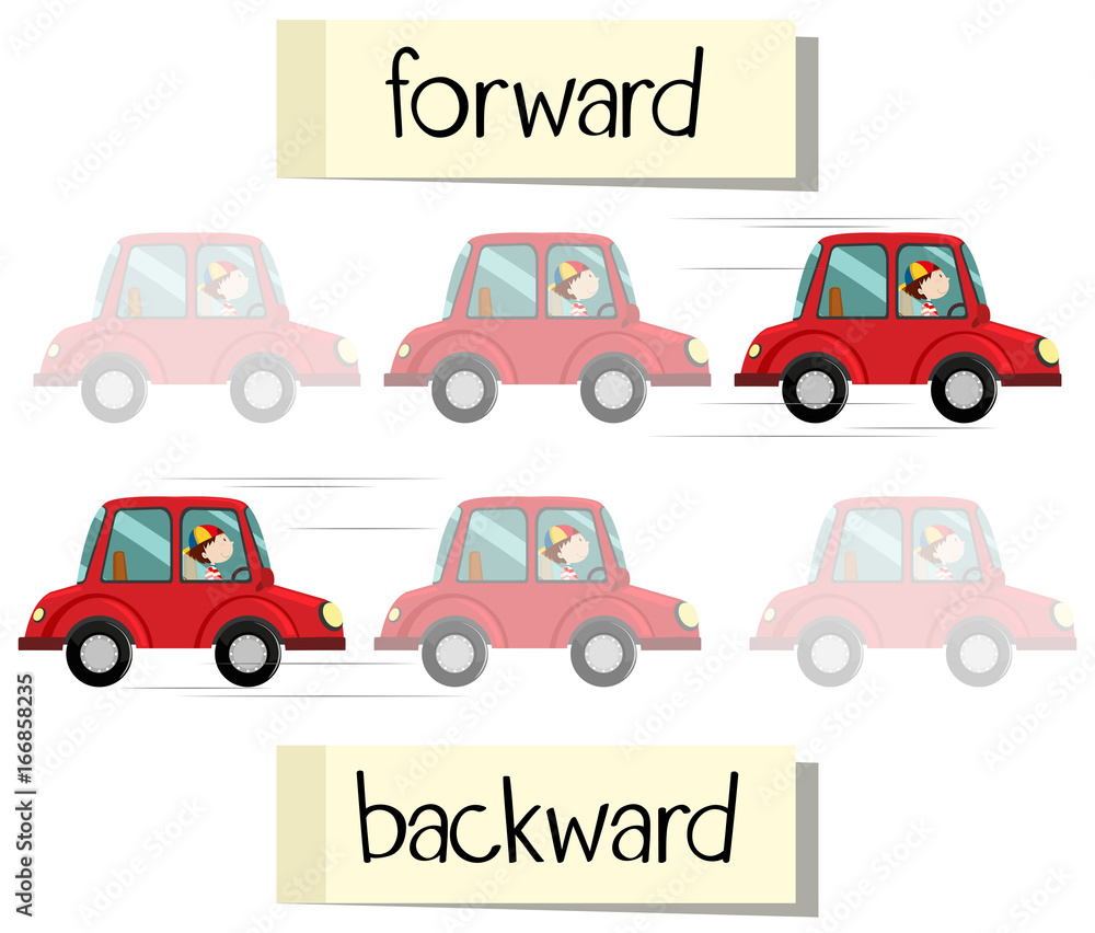 Opposite wordcard for forward and backward