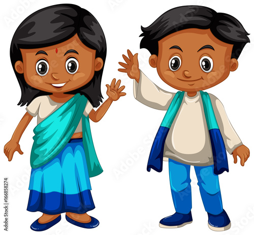 Sri Lanka boy and girl in traditional costume