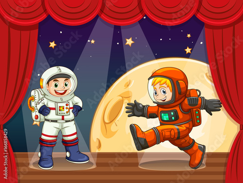 Photography Two astronauts walking on stage