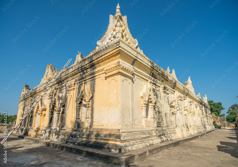 Maha Aung Mye Bonzan monastery the royal monastery temple is a rare survivor from the Ava era, Inwa the old capital cities of ancient Myanmar.