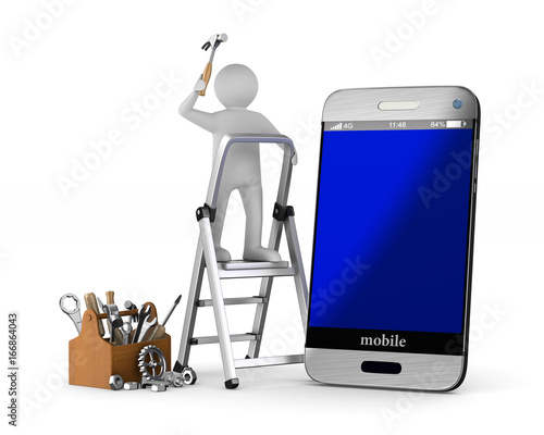 Phone service on white background. Isolated 3D illustration photo