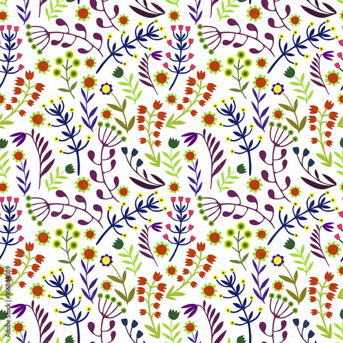 Beautiful Flowers set  Vector seamless pattern.