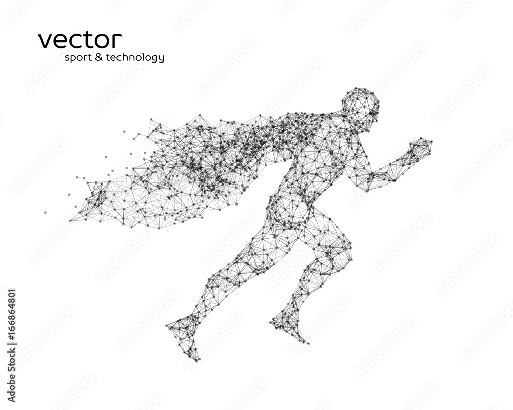 Fototapeta premium Abstract vector illustration of running superman.