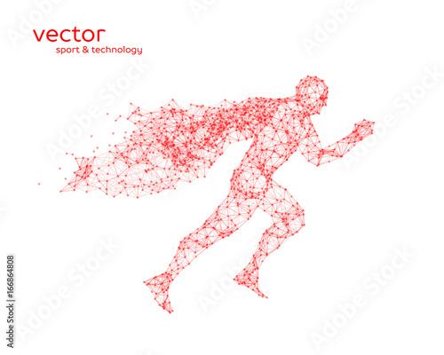 Abstract vector illustration of running superman.