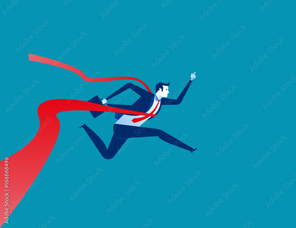 Businessman reaching the finish line. Concept business vector illustration. Businessman reaching the finish line. Concept business vector illustration.