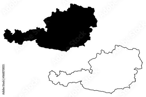 Austrian map vector illustration, scribble sketch  Austrian map