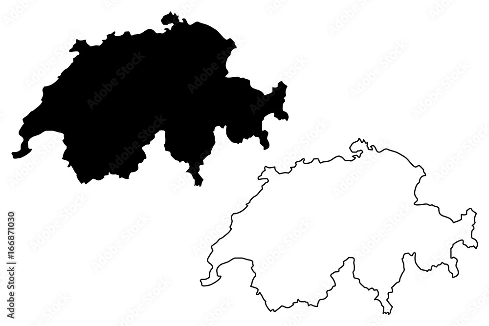 Switzerland map vector illustration, scribble sketch Switzerland