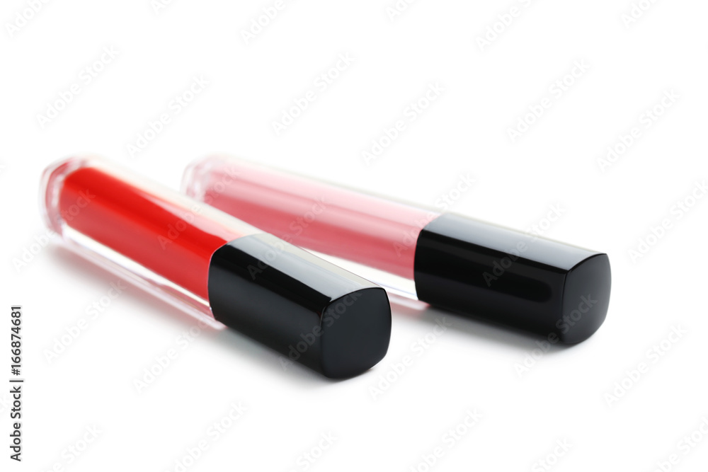 Colorful lip gloss isolated on a white background Colorful lip gloss isolated on a white background