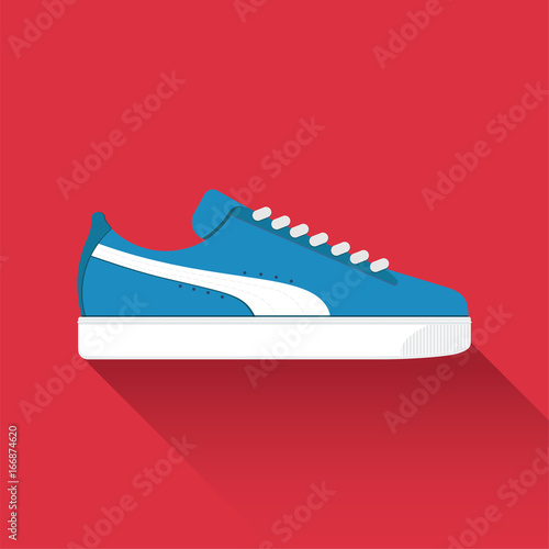 Vector drawn sport shoes, sneakers for summer. Vector stock illustration. Sport wear for men and women. Flat design. Vector illustration.
