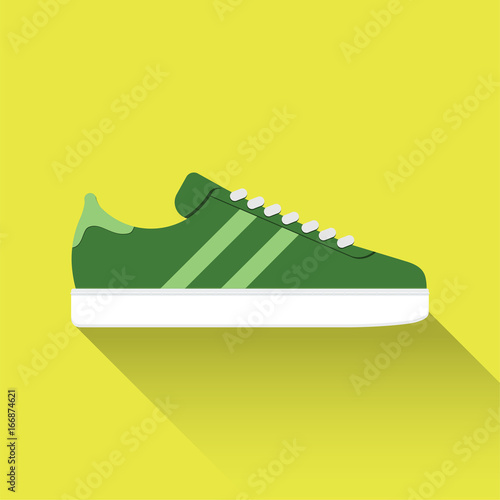Vector drawn sport shoes, sneakers for summer. Vector stock illustration. Sport wear for men and women. Flat design. Vector illustration.