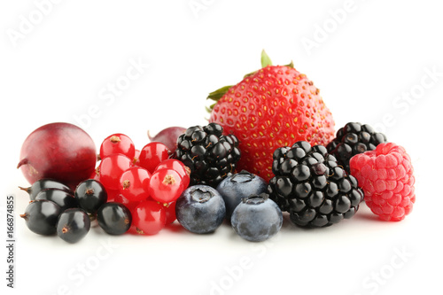 Fresh berries isolated on white background