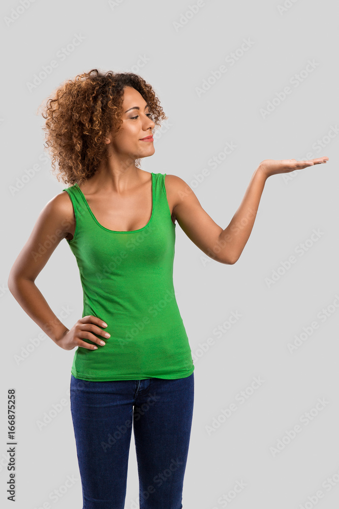 Woman showing something Woman showing something