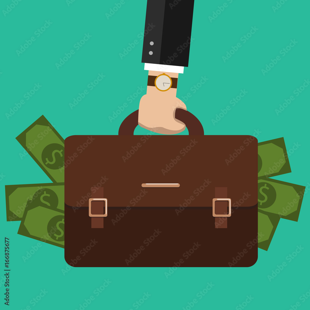 Businessman hand holding briefcase. Vector illustration Businessman hand holding briefcase. Vector illustration