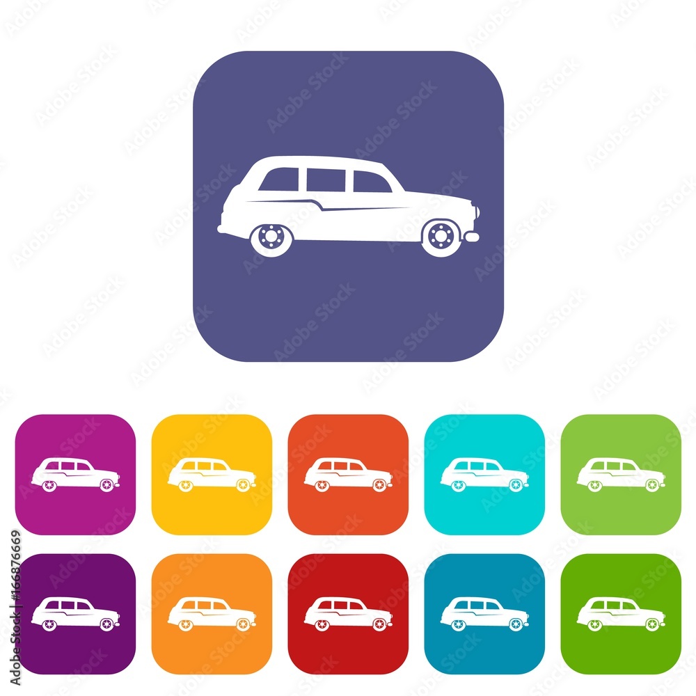 Retro car icons set Retro car icons set
