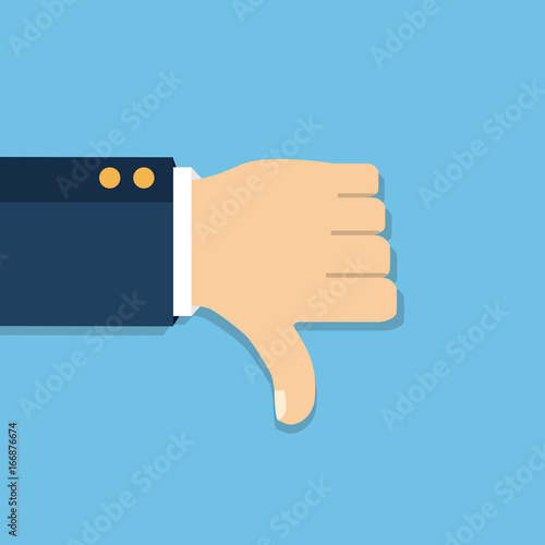 Vector illustration. Thumb down vector icon. Isolated on a background. Dislike symbol.