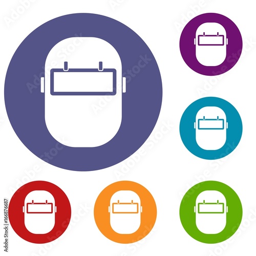 Welding mask icons set