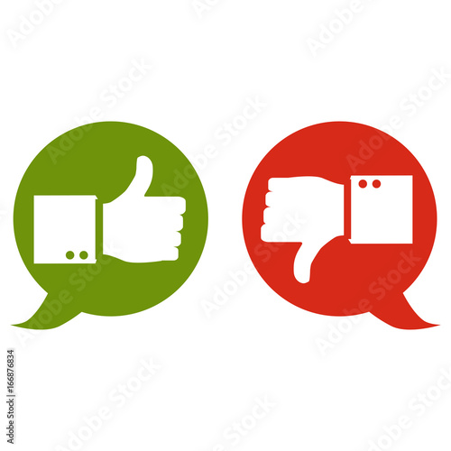 Vector illustration. Thumb up and Thumb down symbol, icon. Isolated on a background. Like, dislike symbol.