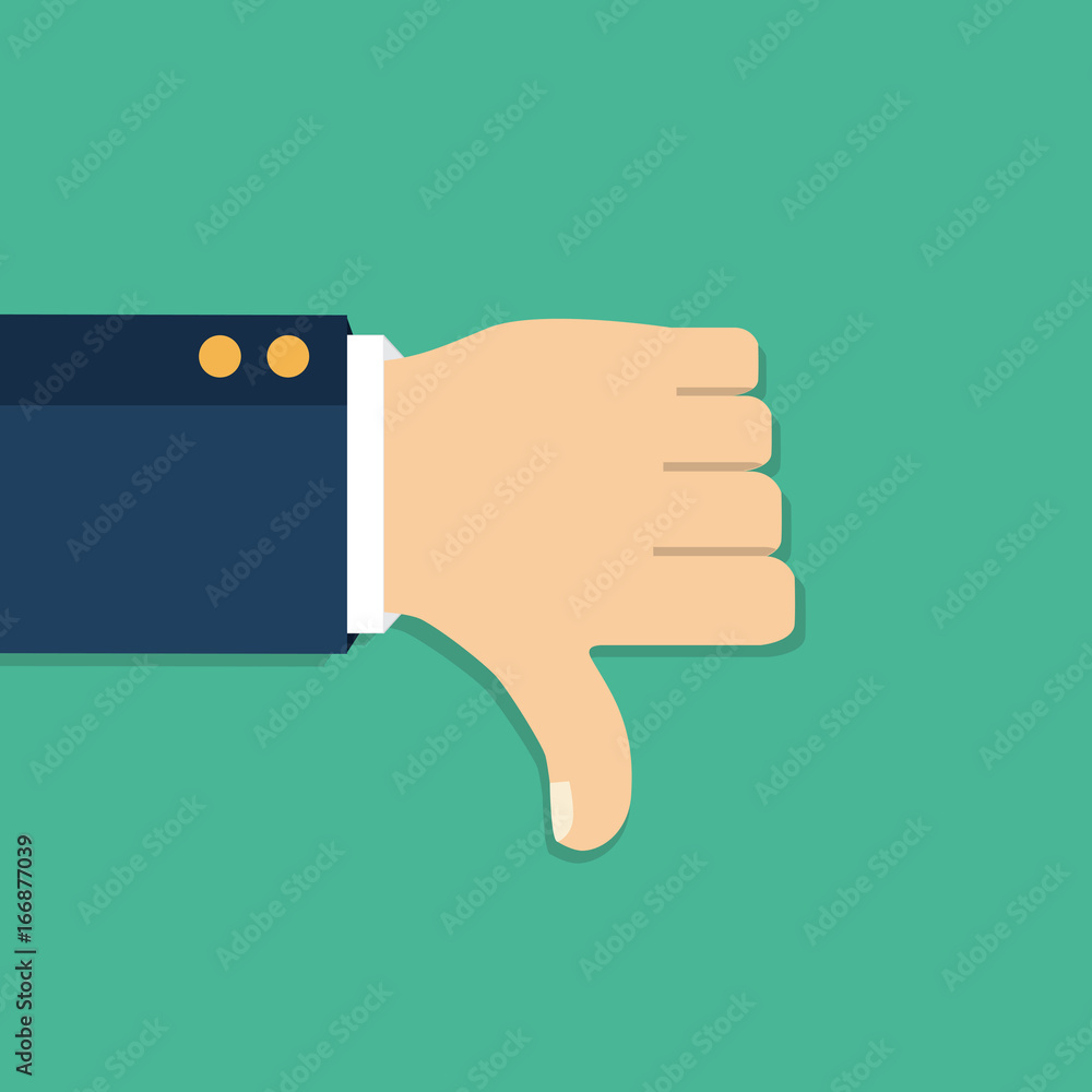 Vector illustration. Thumb down vector icon. Isolated on a background. Dislike symbol. Vector illustration. Thumb down vector icon. Isolated on a background. Dislike symbol.