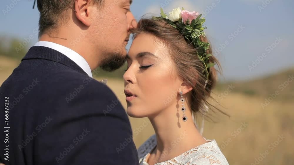 sensual young couple in love on the background meadows. Portrait couples, tenderness love sensual young couple in love on the background meadows. Portrait couples, tenderness love