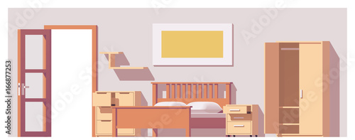 Vector low poly bedroom