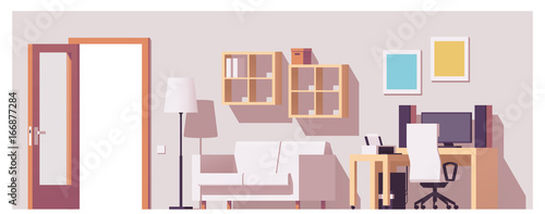 Vector home office interior