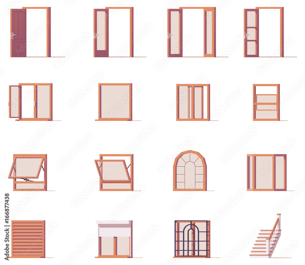 Vector windows and doors set Vector windows and doors set