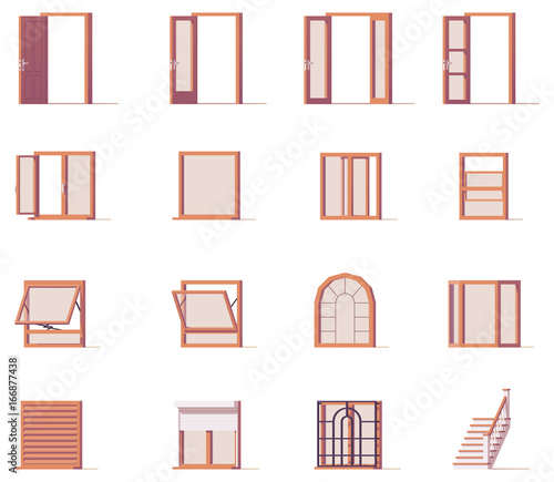 Vector windows and doors set