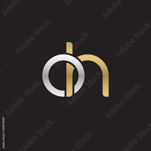 Initial lowercase letter oh, linked overlapping circle chain shape logo, silver gold colors on black background
 
