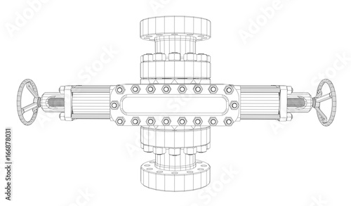 Blowout preventer. Wire frame style