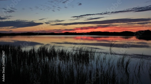 Sunset scene at the west coast of Denmark. Jammerbugten. photo