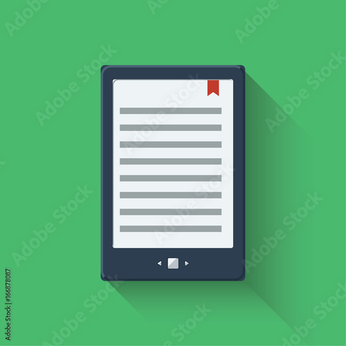 Electronic book reader tablet. Flat design. Vector illustration.