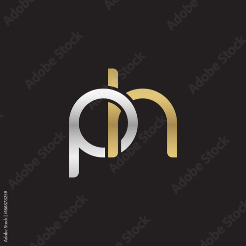 Initial lowercase letter ph, linked overlapping circle chain shape logo, silver gold colors on black background
 

