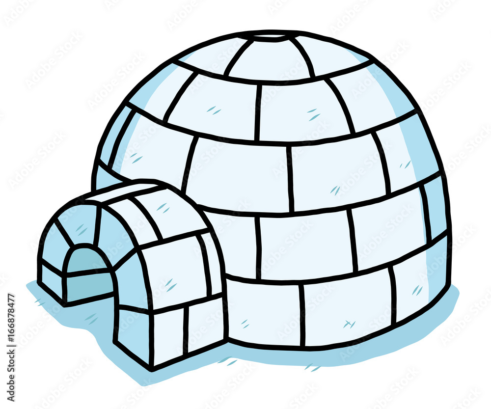 ice house / cartoon vector and illustration, hand drawn style, isolated on white background. ice house / cartoon vector and illustration, hand drawn style, isolated on white background.