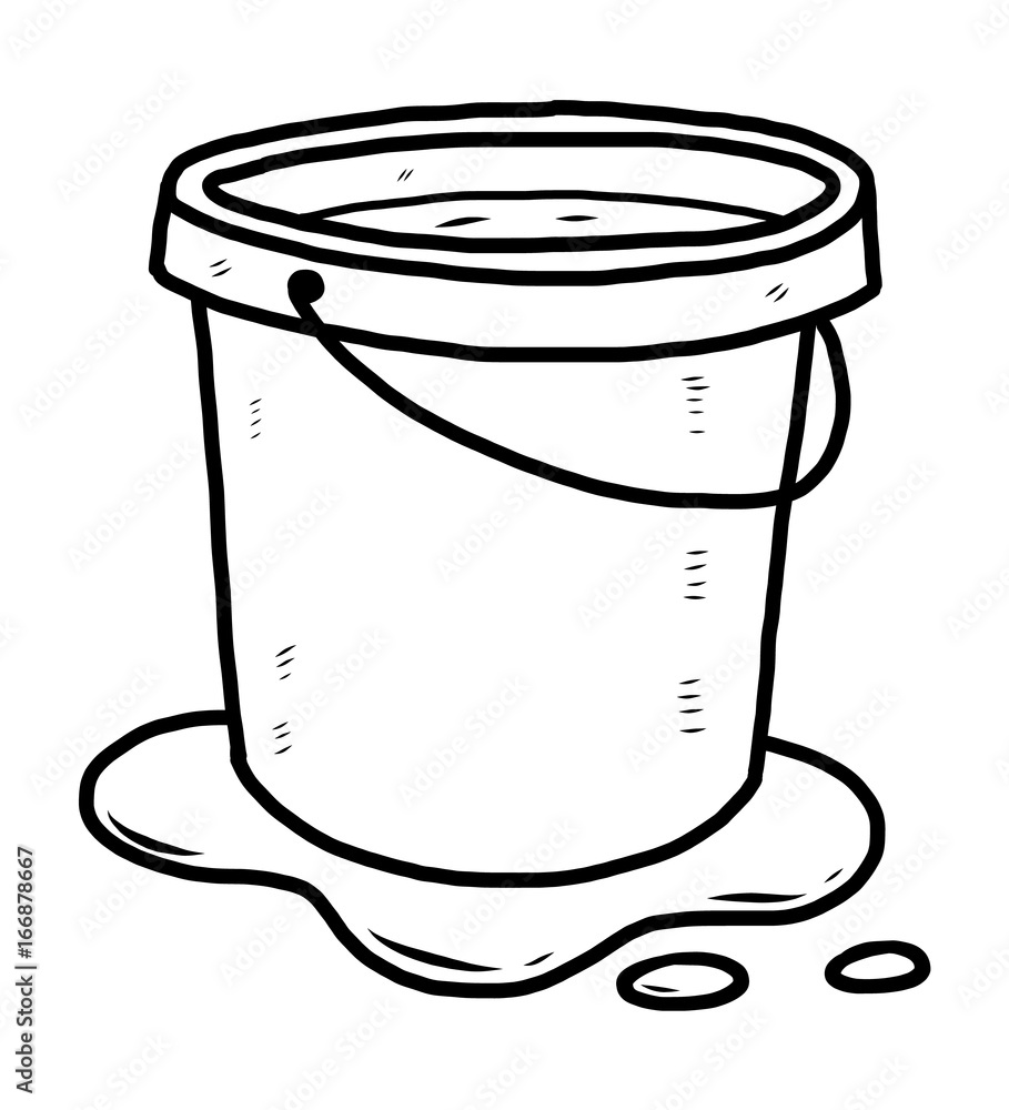 bucket of water / cartoon vector and illustration, black and white, hand  drawn, sketch style, isolated on white background. Stock Vector | Adobe  Stock