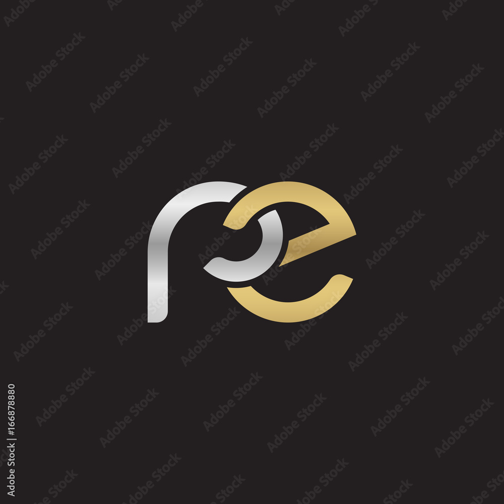 Initial lowercase letter rz, linked overlapping circle chain shape logo, silver gold colors on black background Initial lowercase letter rz, linked overlapping circle chain shape logo, silver gold colors on black background