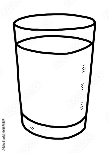 glass of water / cartoon vector and illustration, black and white, hand drawn, sketch style, isolated on white background.