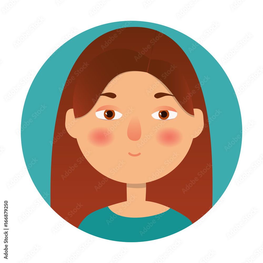 Fototapeta premium Girl icon. Woman avatar, face icon. Cartoon style. Vector