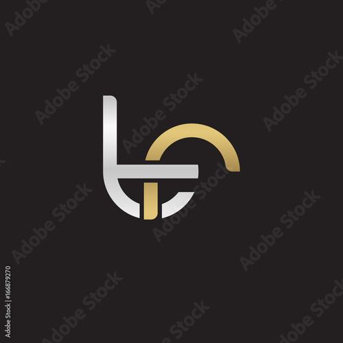 Initial lowercase letter tr, linked overlapping circle chain shape logo, silver gold colors on black background