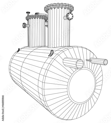 Industrial equipment capacity. Wire-frame. EPS10 format. Vector rendering of 3d.