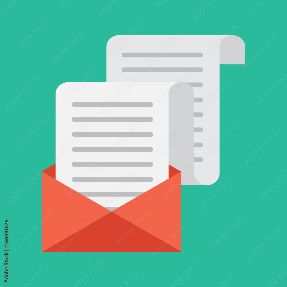 Flat vector cartoon illustration. Open Envelope. Vector illustration. Letter and envelope vector icon. Isolated on a background. Flat vector cartoon illustration. Open Envelope. Vector illustration. Letter and envelope vector icon. Isolated on a background.