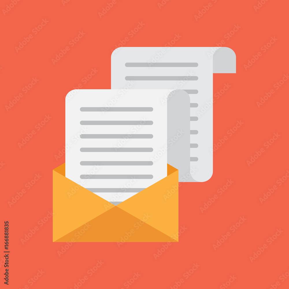Flat vector cartoon illustration. Open Envelope. Vector illustration. Letter and envelope vector icon. Isolated on a background. Flat vector cartoon illustration. Open Envelope. Vector illustration. Letter and envelope vector icon. Isolated on a background.