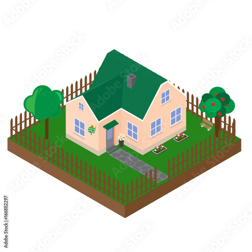 Isometric projection of the private house.