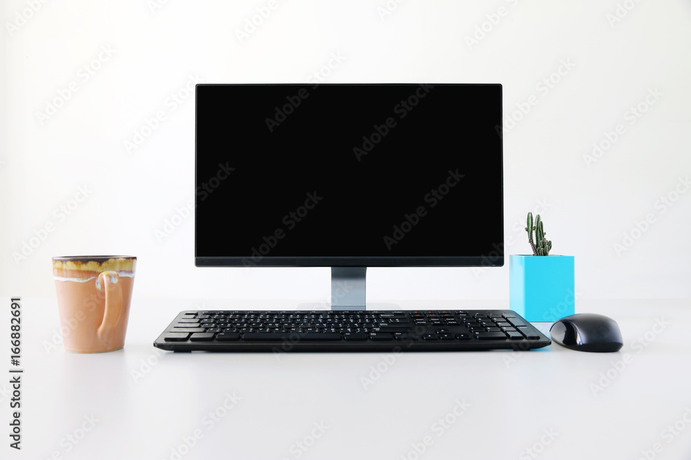 Fototapeta premium computer screen PC. for business on the table,with space for your text
