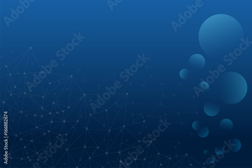 Abstract background of transparent shading bubble floating with linking dot on backdrop.