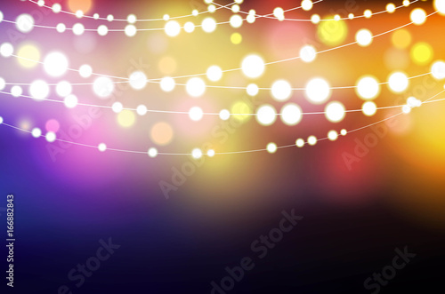 Decorative background with glowing string lights